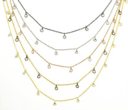 Cubic Zirconia Round 3mm Shape Dangle Chain