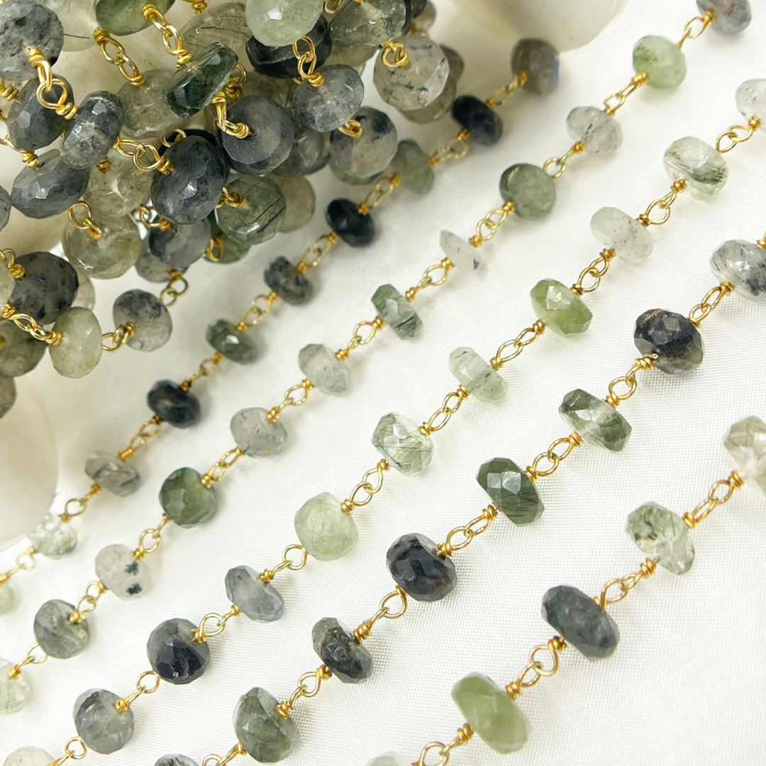 Green Rutile Gold Plated Wire Chain. GRU10