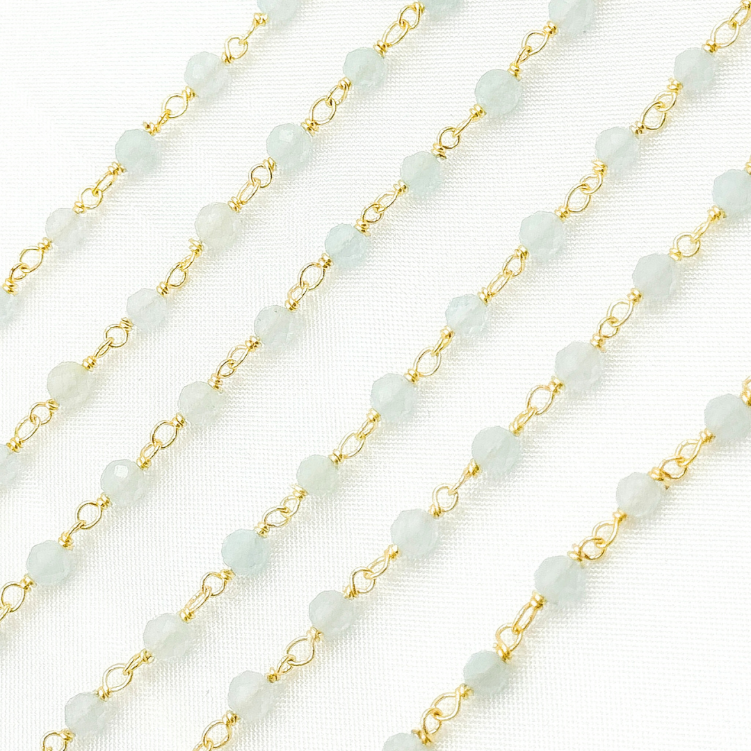 Coated Milky Aquamarine Gold Plated Wire Chain.