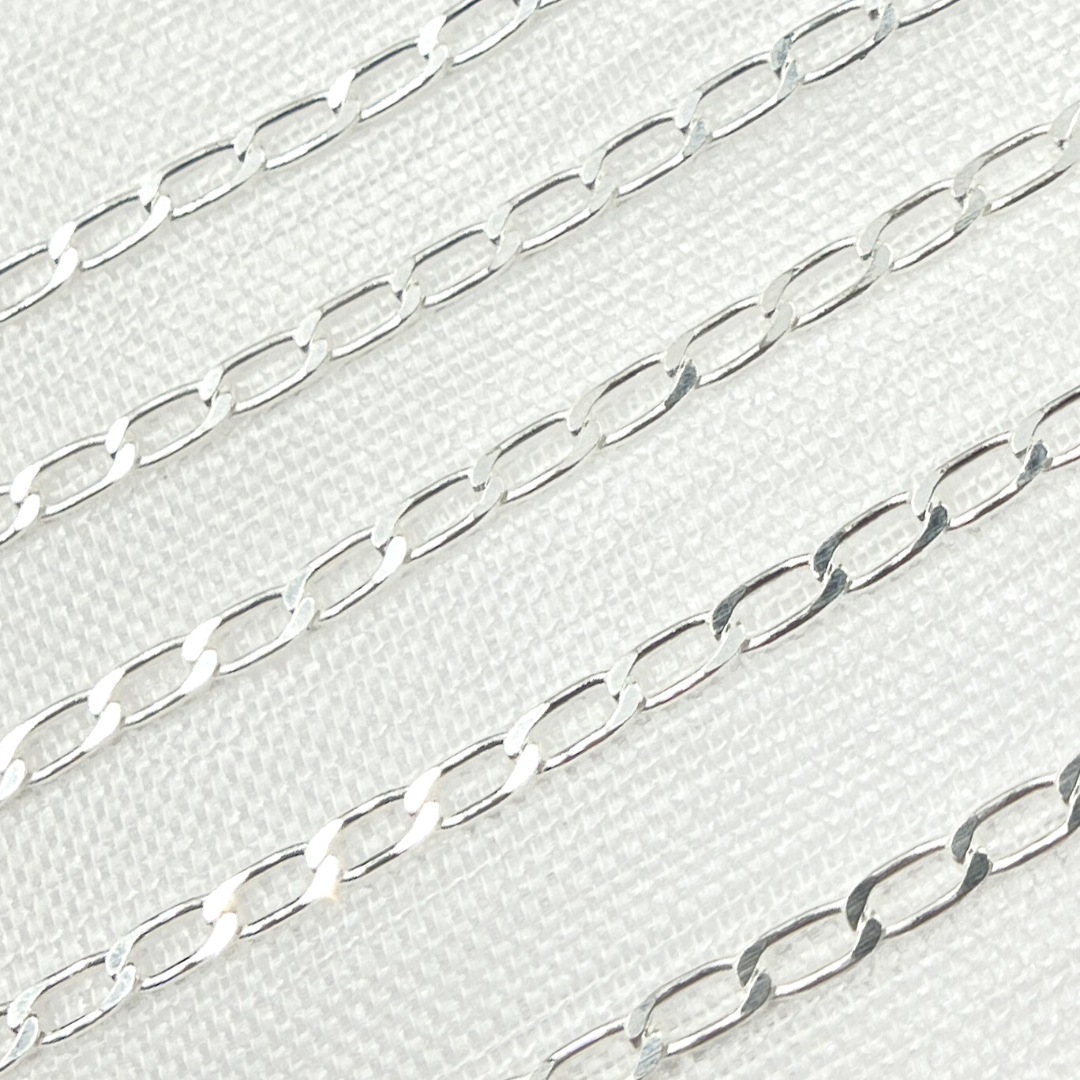 925 Sterling Silver Paperclip Flat Link Chain