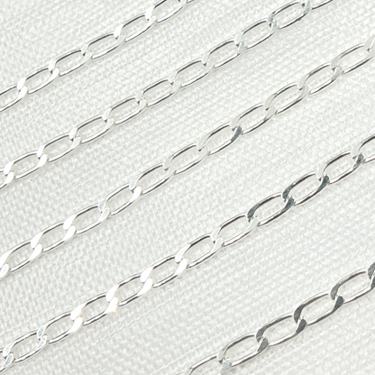 925 Sterling Silver Paperclip Flat Link Chain
