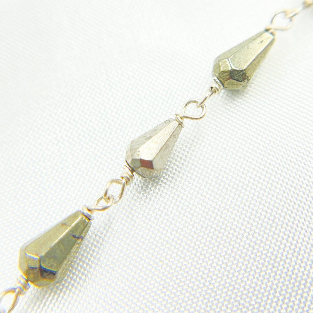 Pyrite 925 Sterling Silver Wire Chain. PYR56