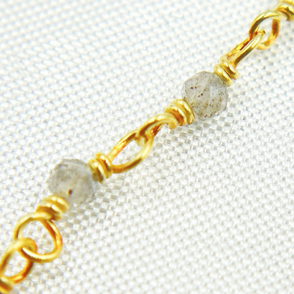 Coated Labradorite Wire Wrap Chain