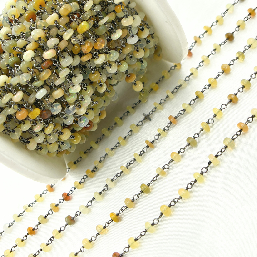 Ethiopian Opal Oxidized Wire Chain. ETH4