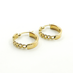 Load image into Gallery viewer, 14K Solid Gold Hoop with Flat and Curb section