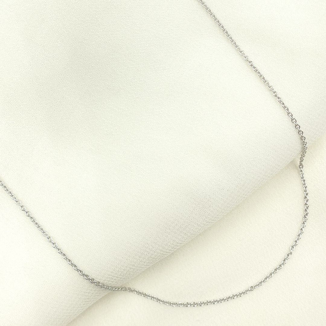 14K Solid White Gold Cable Necklace. 040R01LGWG