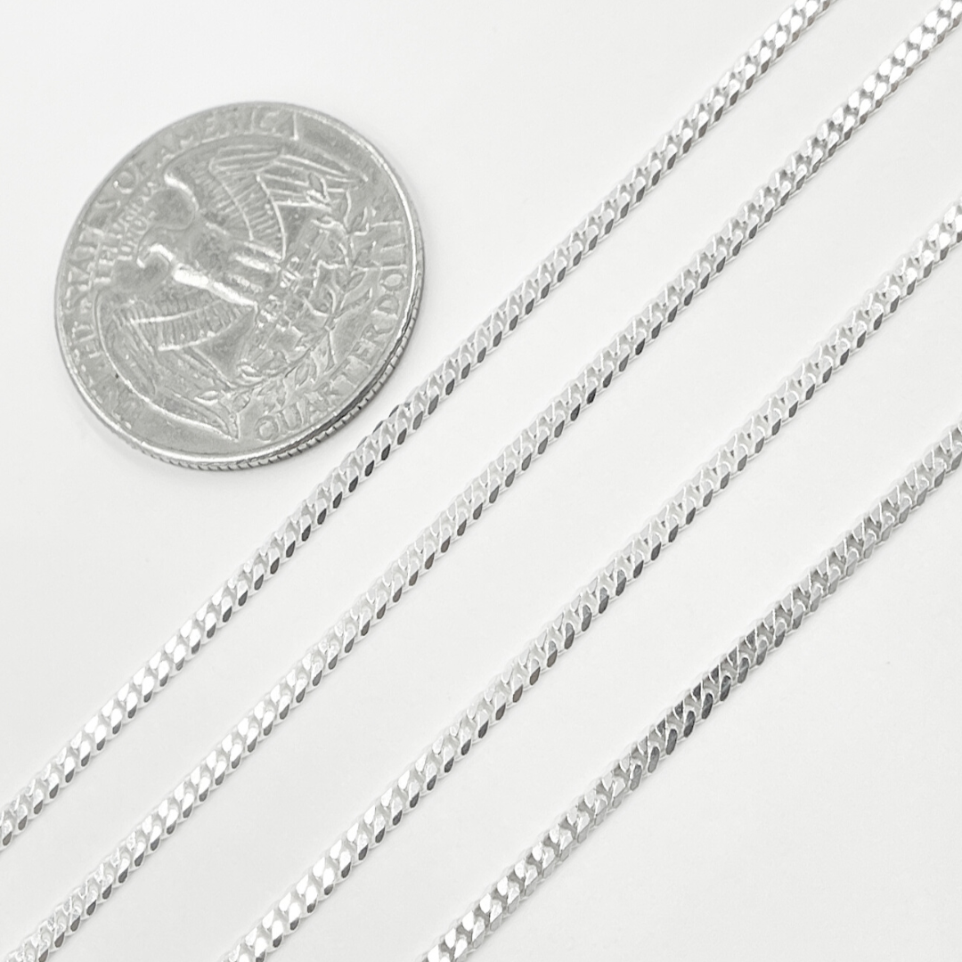 925 Sterling Silver Flat Curb Chain. X11SS