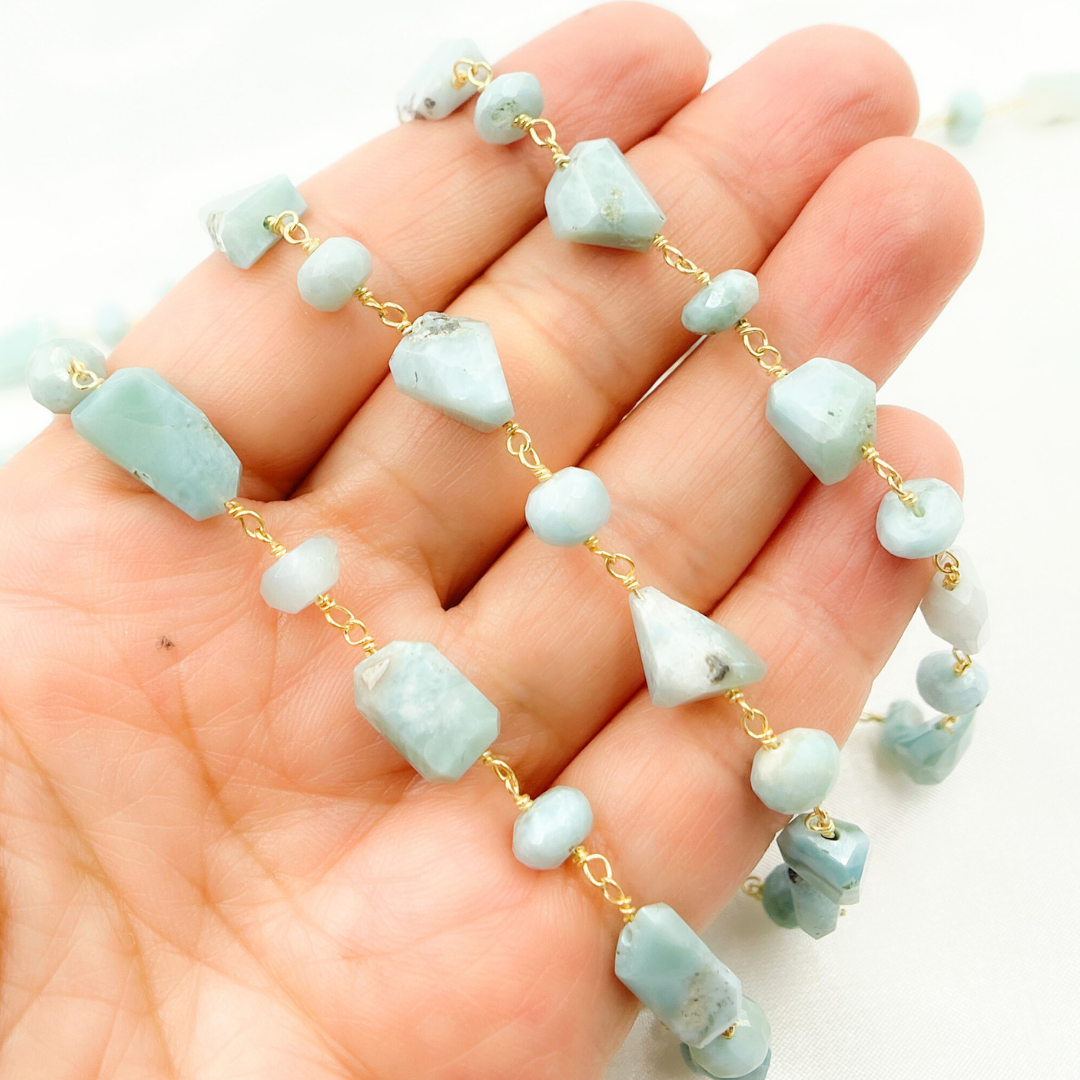 Larimar Gold Plated Wire Chain