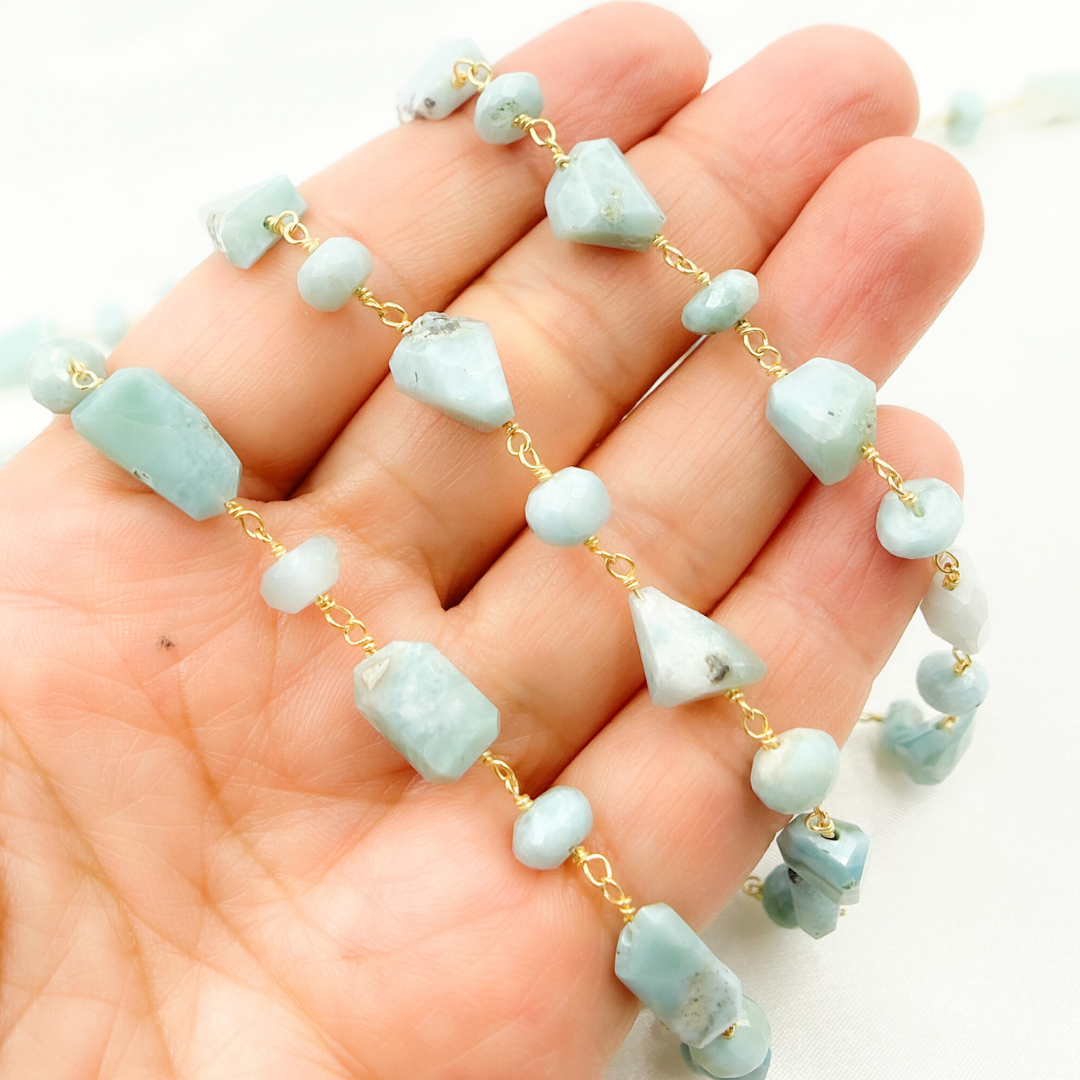 Larimar Gold Plated Wire Chain. LAR2