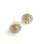 Load image into Gallery viewer, 14K Solid Gold and Diamonds Circle Earrings.