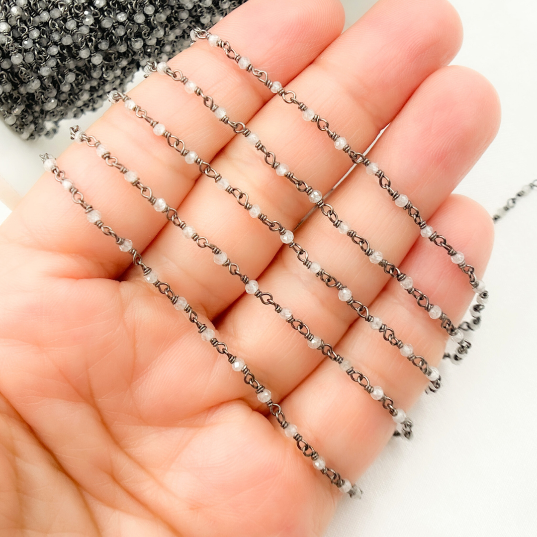 White Zircon Oxidized Wire Chain