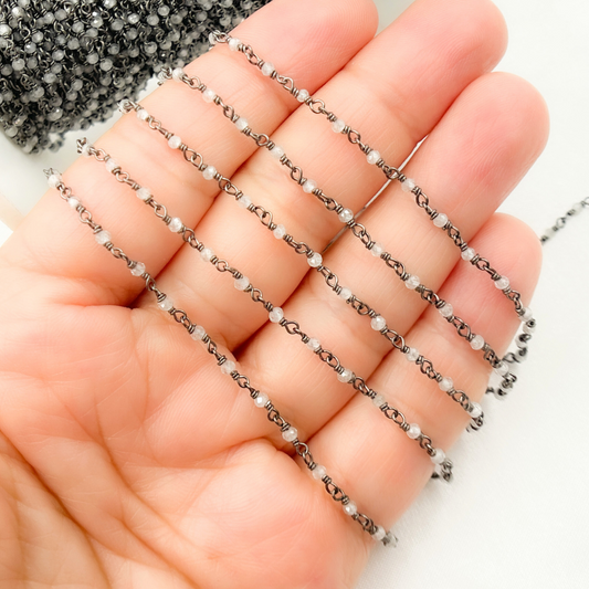 White Zircon Oxidized Wire Chain