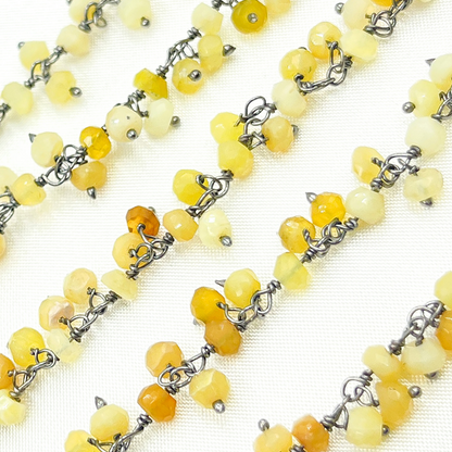 Yellow Opal Cluster Dangle Oxidized Wire Chain