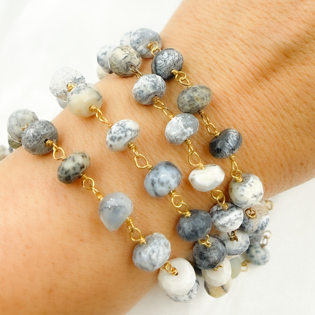 Dendrite Opal Gold Plated Wire Chain