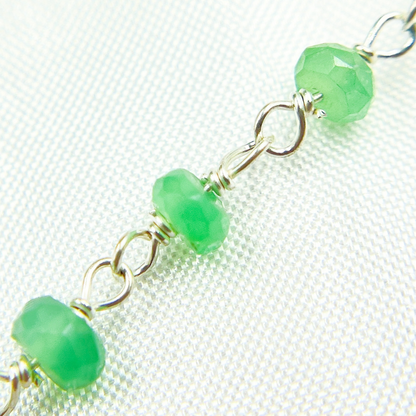 Chrysoprase Sterling Silver Wire Chain