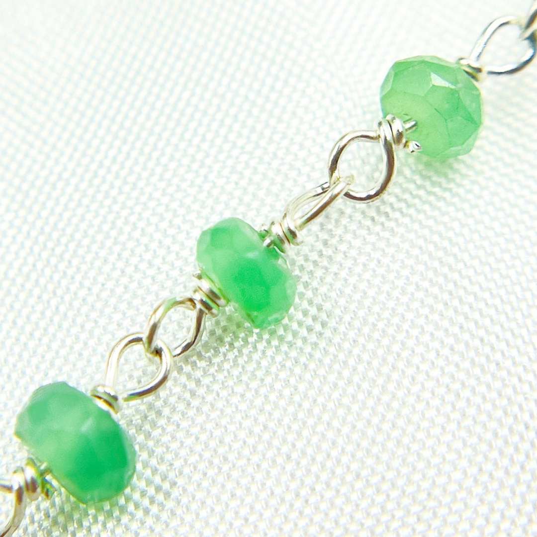 Chrysoprase 925 Sterling Silver Wire Chain. CHR26