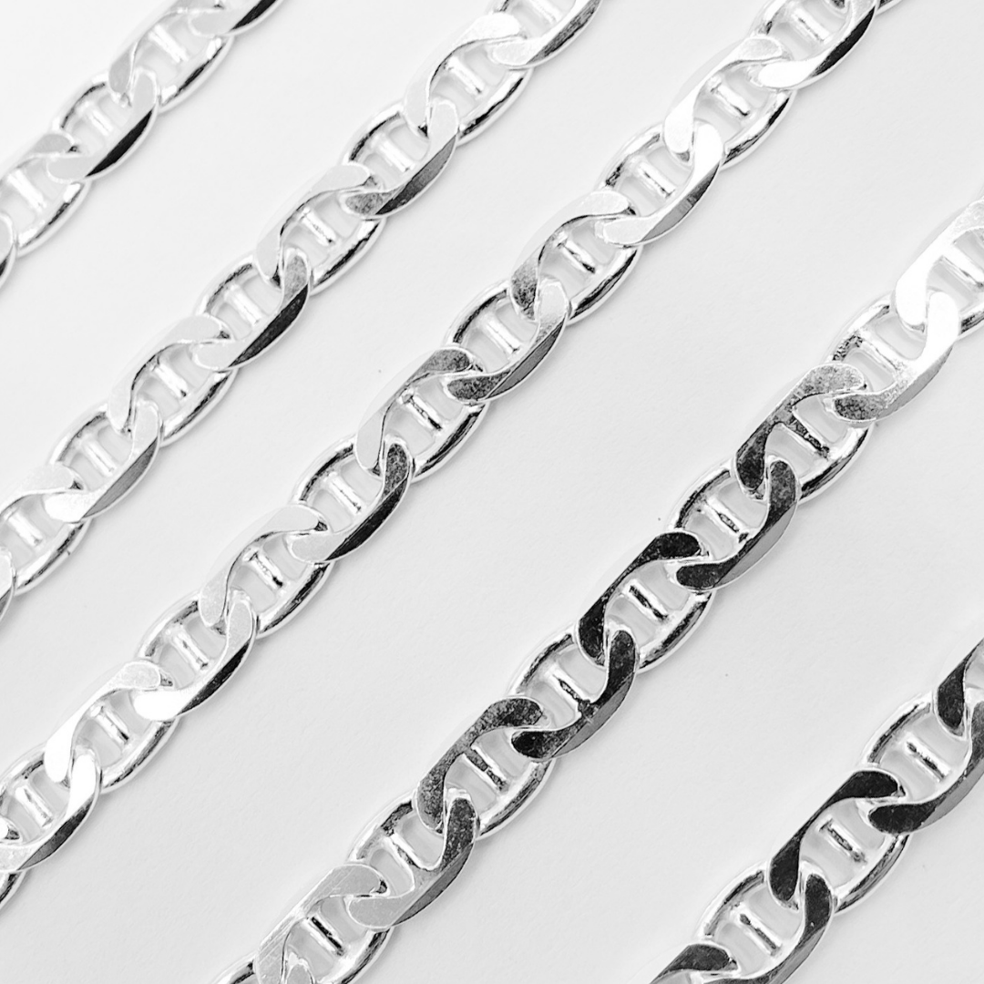 925 Sterling Silver Flat Marina Link Chain. Y77SS