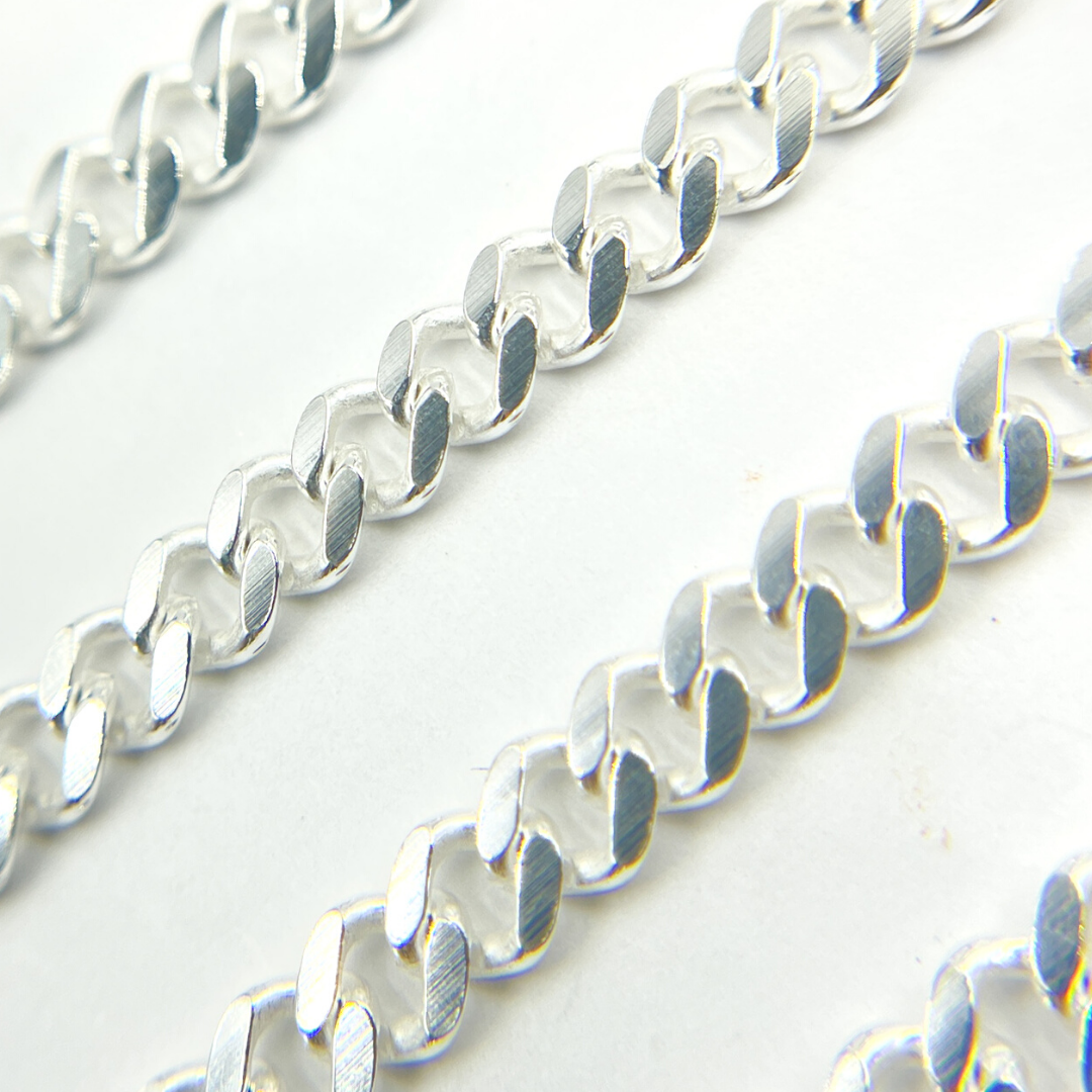 925 Matt Sterling Silver Flat Curb Chain