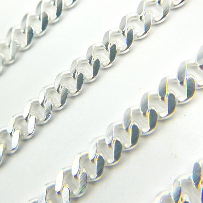 925 Matt Sterling Silver Flat Curb Chain