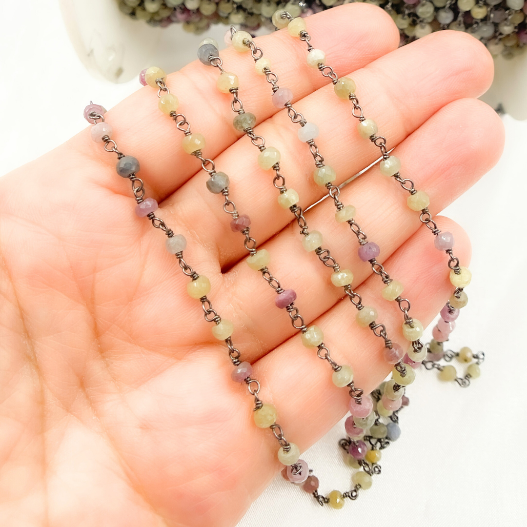 Multi Sapphire Oxidized Wire Chain.