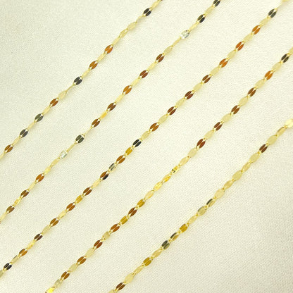 14K Solid Gold Flat Marina Link Unfinished Chain