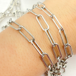 Load image into Gallery viewer, V7OX. Oxidized Sterling Silver Smooth Paperclip Link Chain
