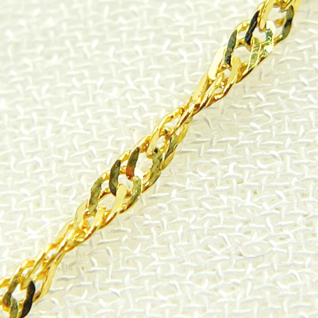 14K Solid Yellow Gold Singapore Twisted Chain by Foot. 020G2SLMSIT2byFt