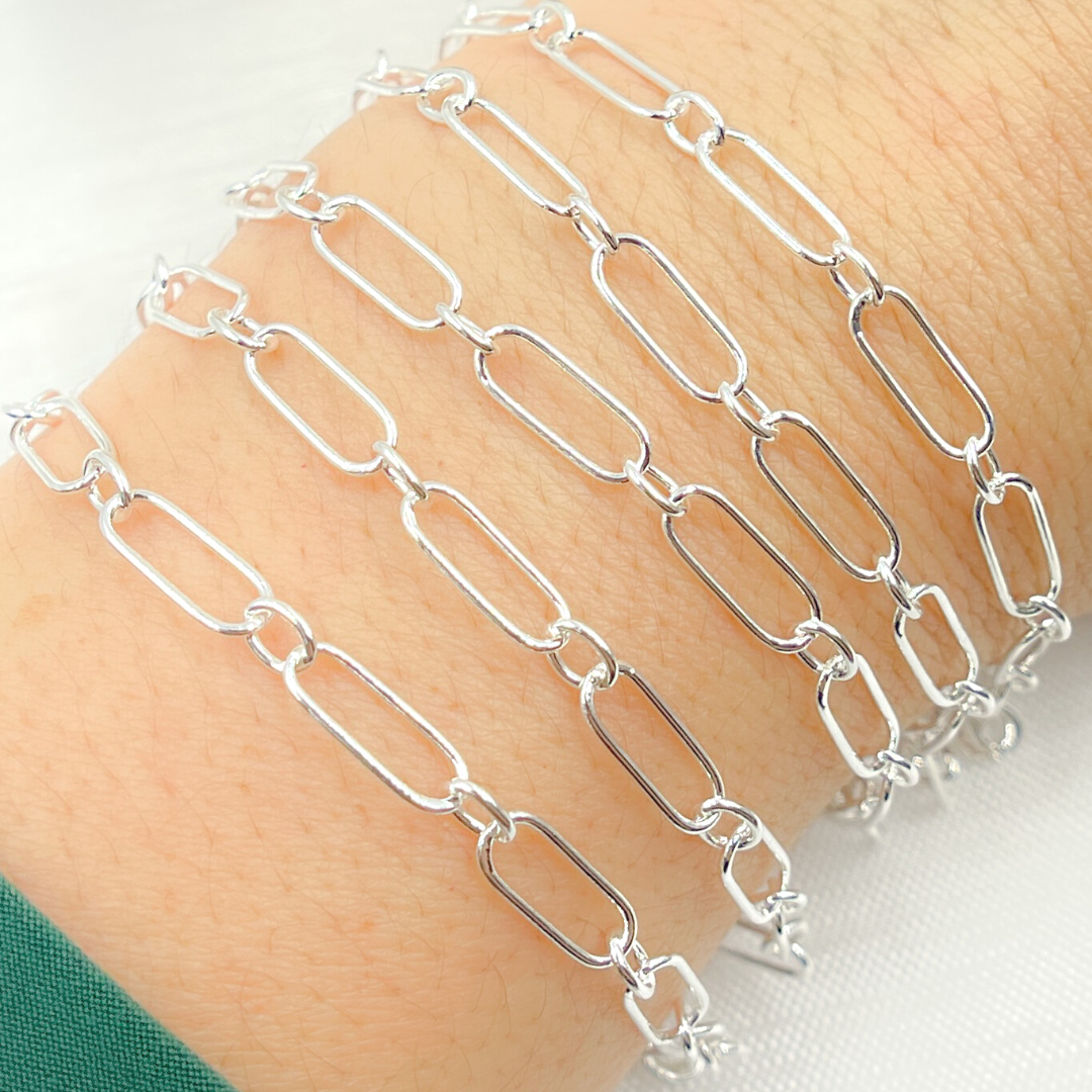 Sterling Silver Smooth Oval Link & Round Links Chain