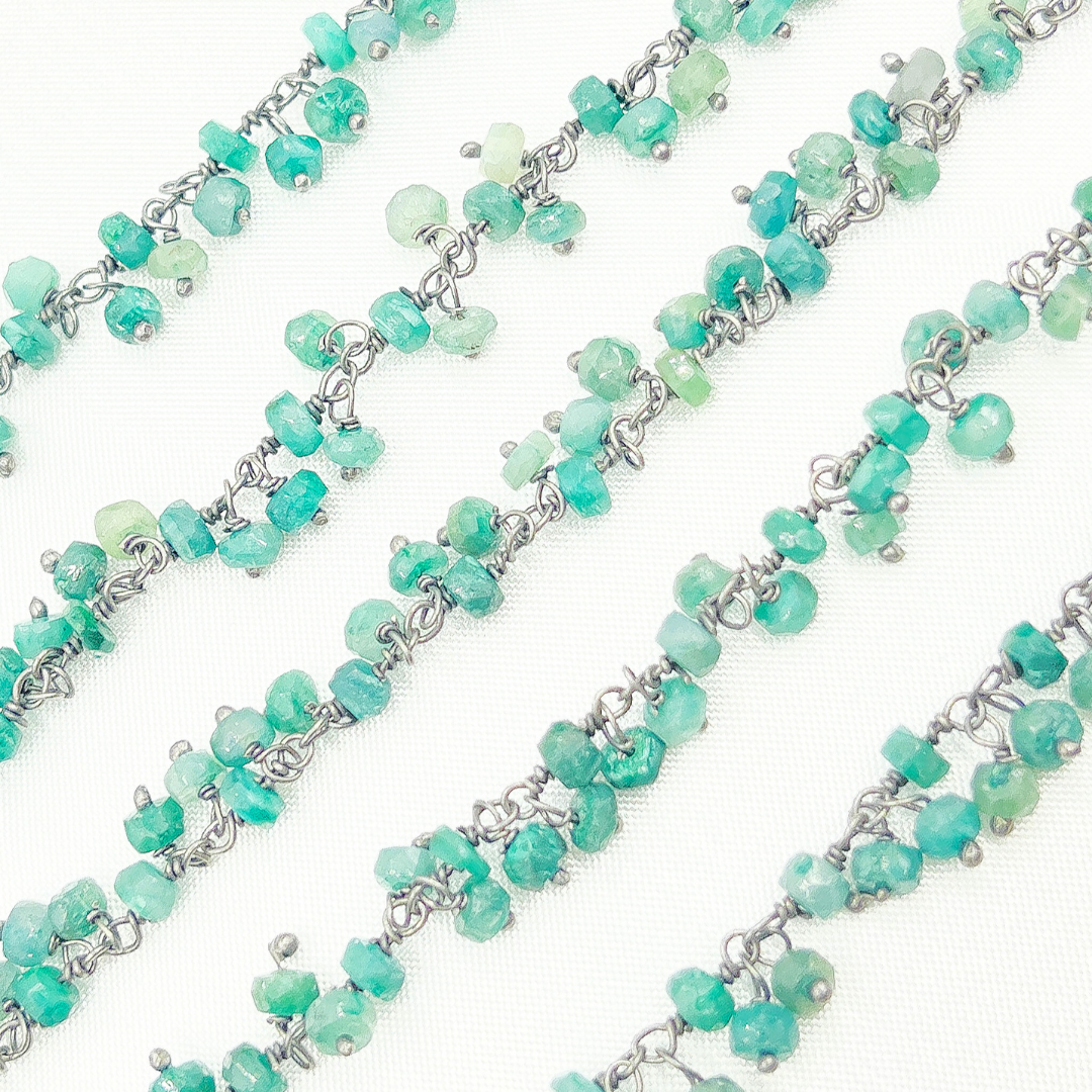Emerald Cluster Dangle 3.5mm Oxidized Wire Chain.