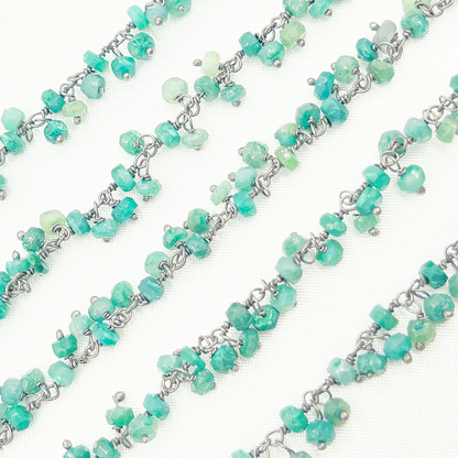 Emerald Cluster Dangle 3.5mm Oxidized Wire Chain.
