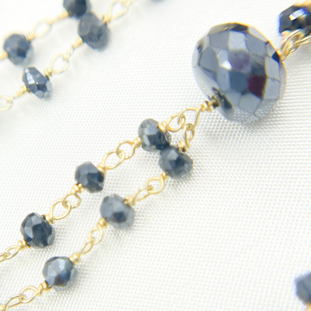 Coated Black Spinel Gold Plated Wire Chain.