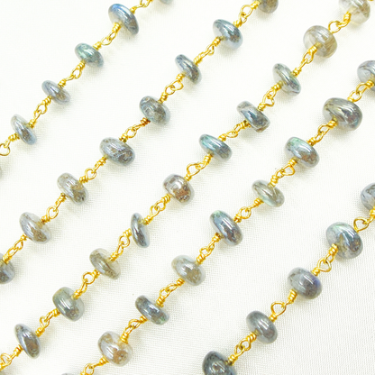 Coated Labradorite Gold Plated Wire Chain