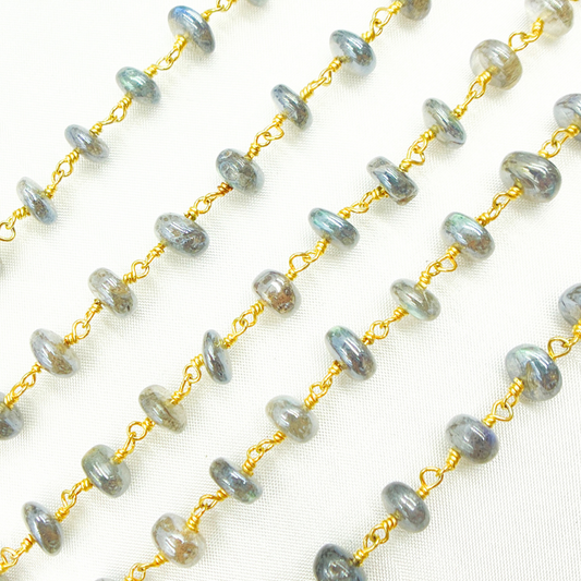 Coated Labradorite Gold Plated Wire Chain
