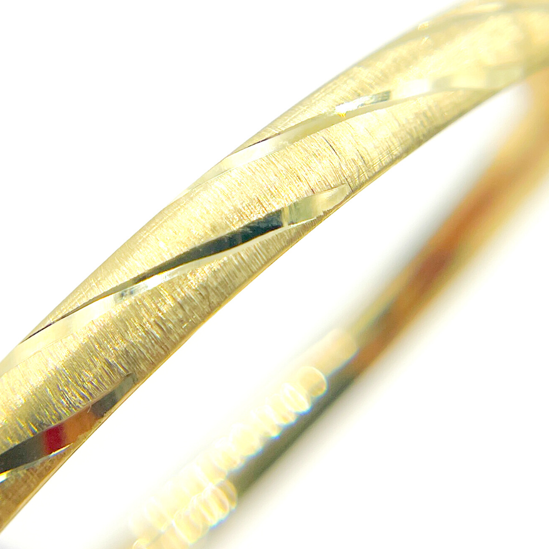14K Solid Gold Matte Textured Bangle