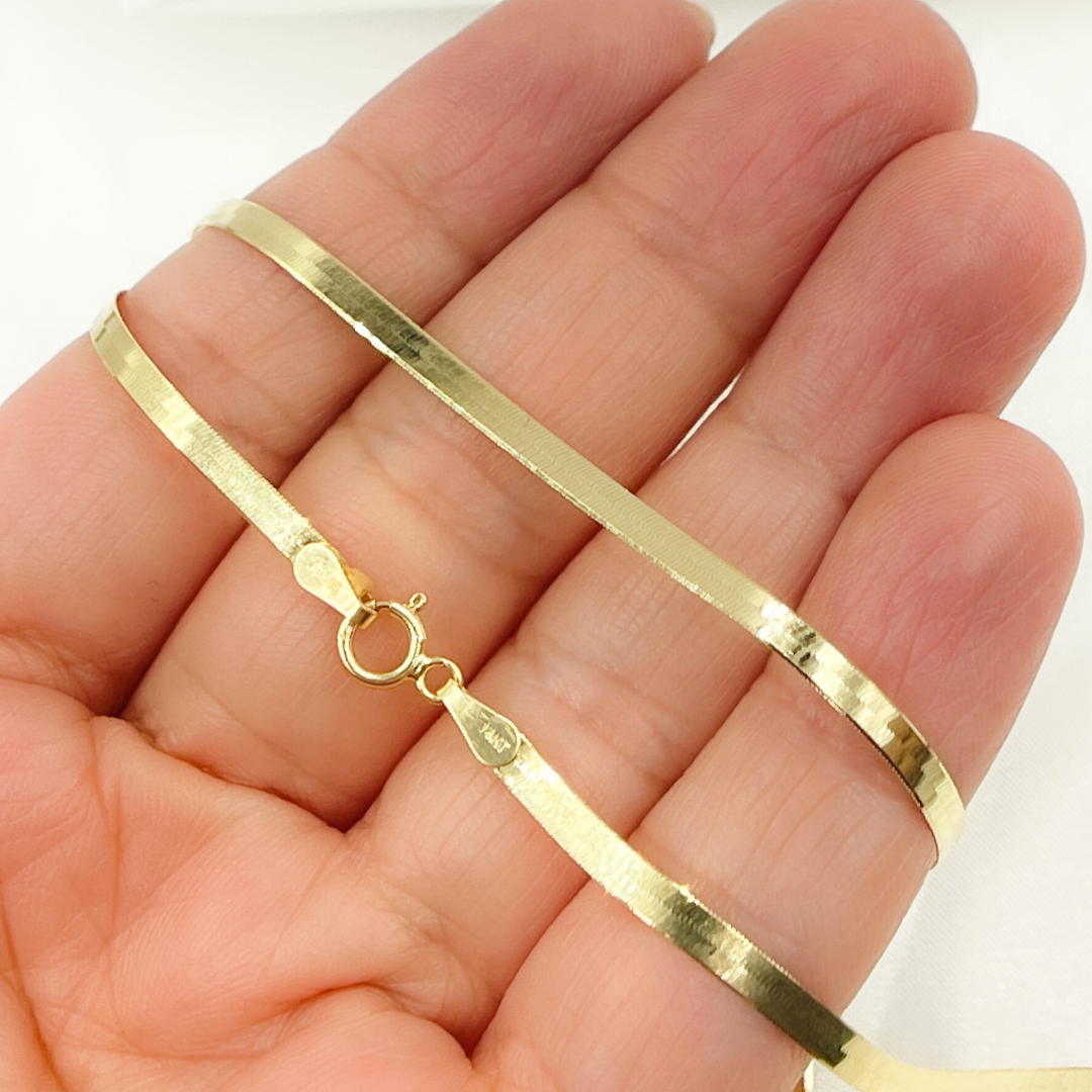 024G2CPY4L001. 14k Solid Yellow Gold Herringbone Chain