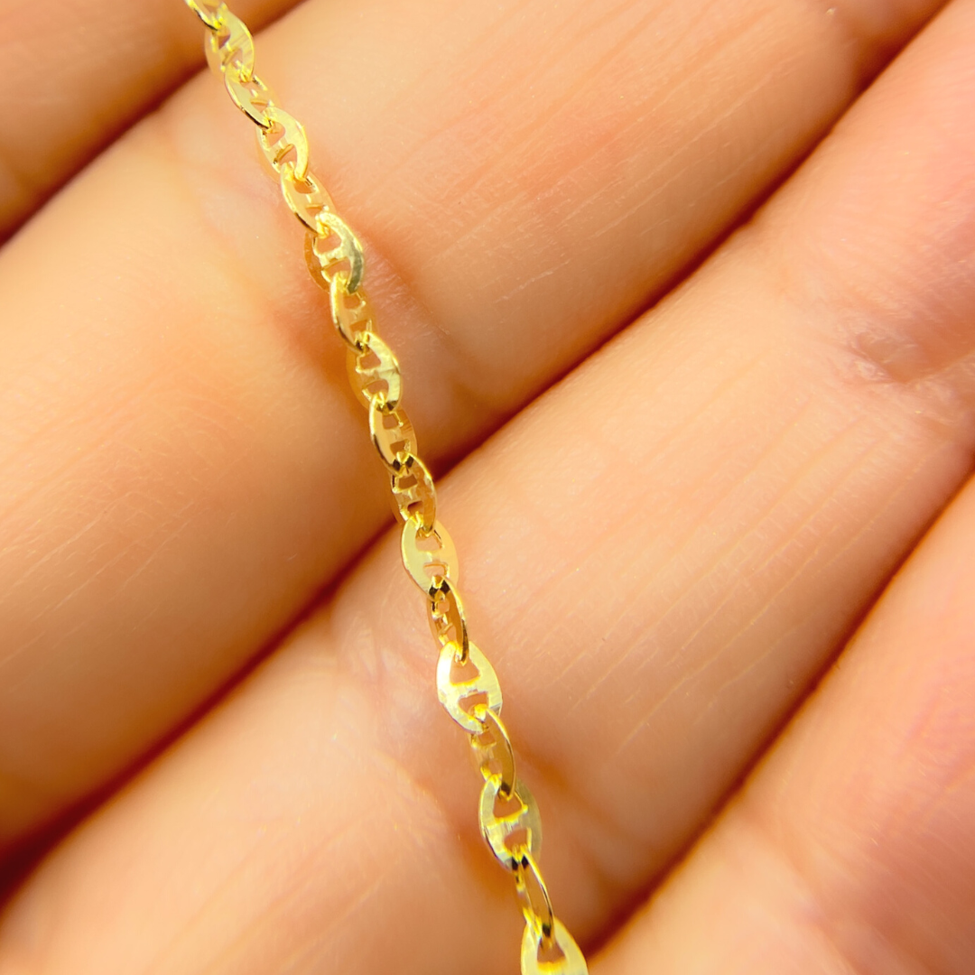 14K Solid Gold Flat Marina Chain