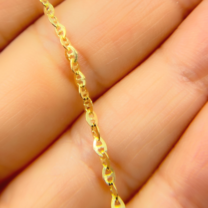 14K Solid Gold Flat Marina Chain