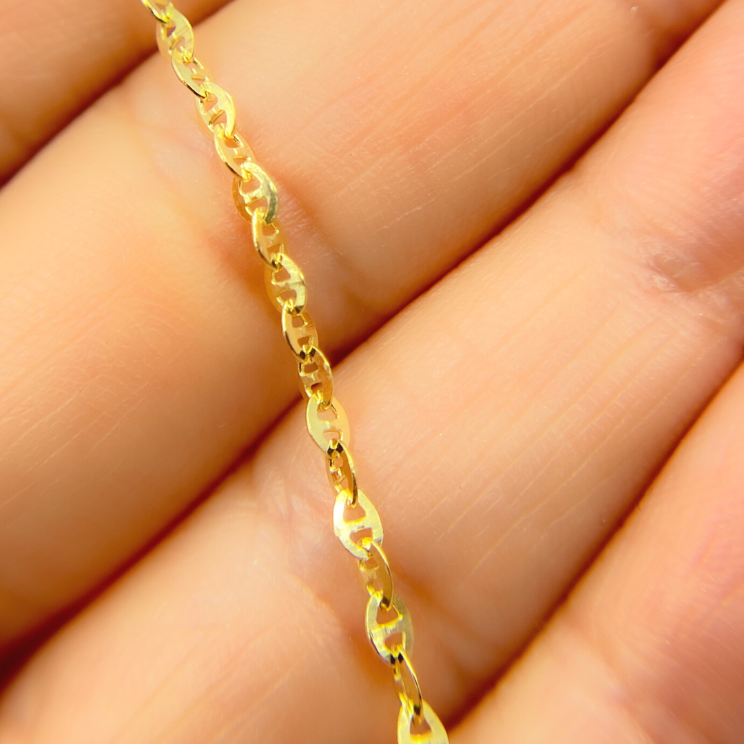 0401484RP. 14K Solid Gold Flat Marina Chain