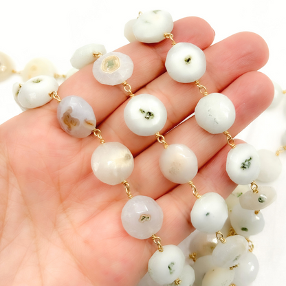 Solar Quartz Coin Shape Gold Plated Wire Chain.