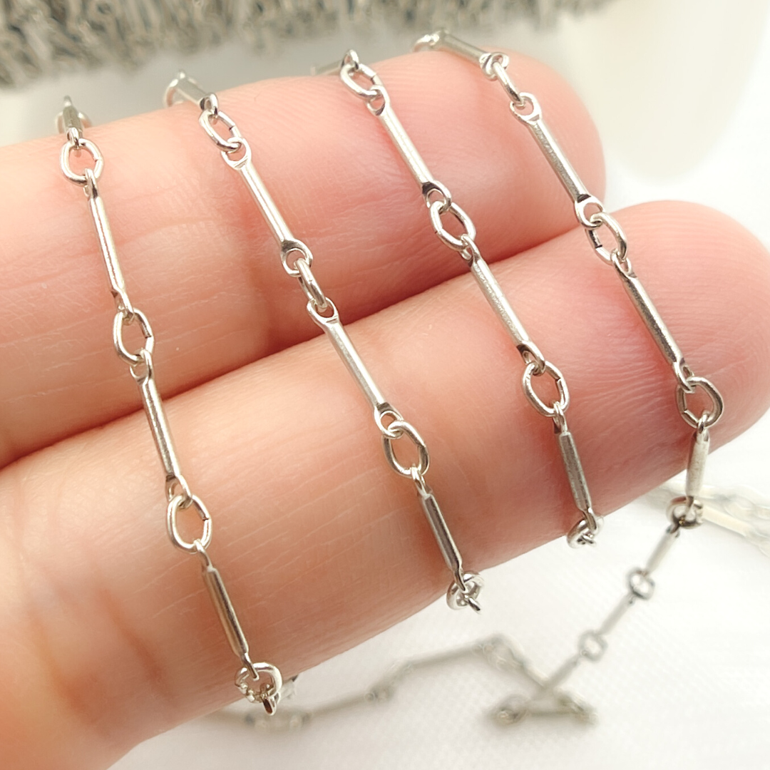 567OX. Oxidized Sterling Silver Fancy Bar Chain