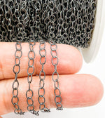 Load image into Gallery viewer, Black Rhodium 925 Sterling Silver Twisted Oval 4x3mm Link Chain. BR18
