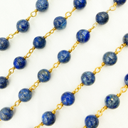 Lapis Lazuli Round Gold Plated Wire Chain