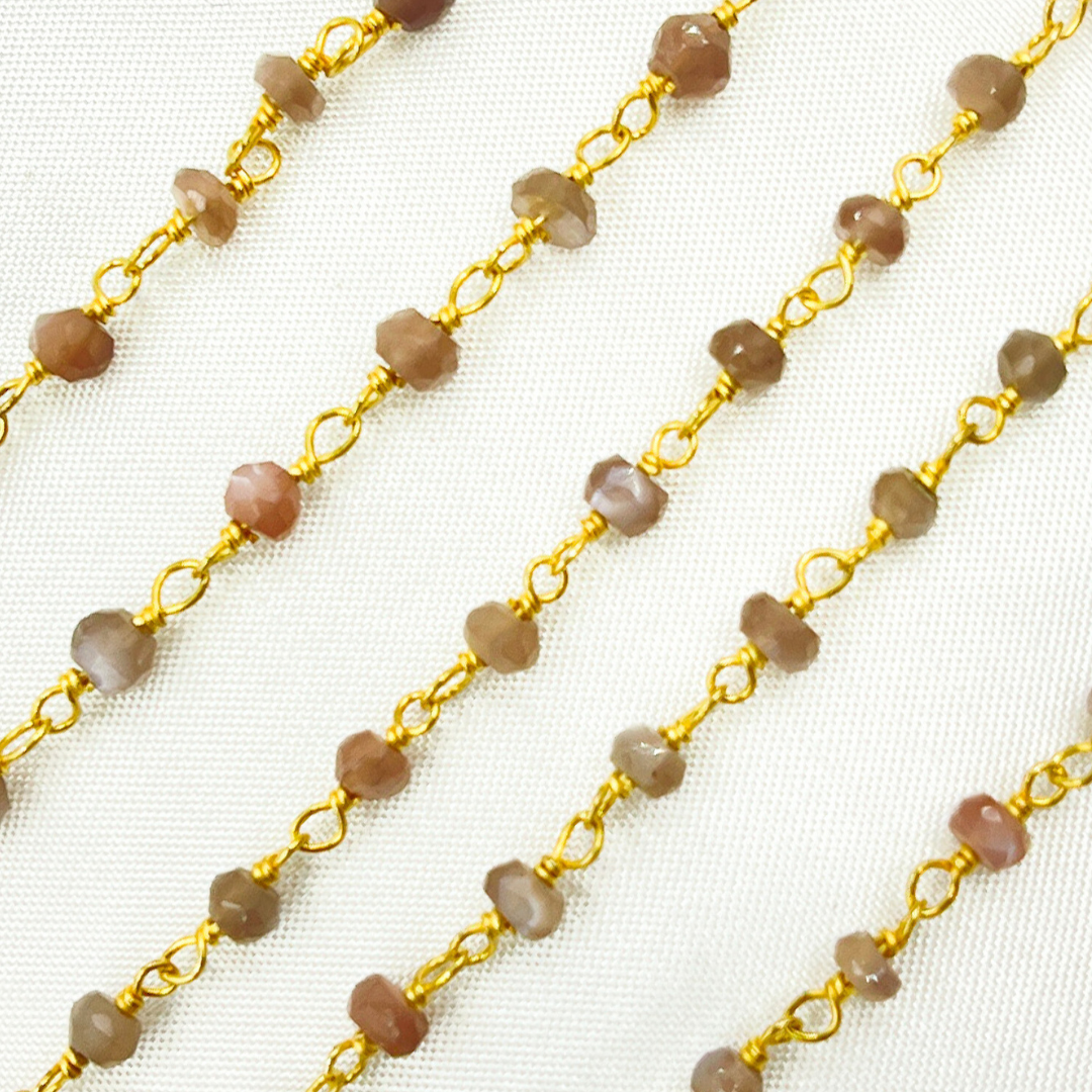Chocolate Moonstone Gold Plated Wire Chain