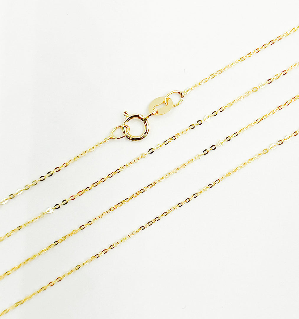 020R03BF. 14K Solid Gold Flat Cable Chain