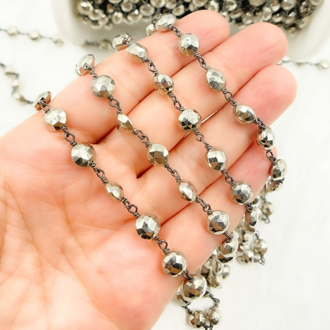 Steel Pyrite Small Coin Shape Oxidized Wire Chain. PYR41