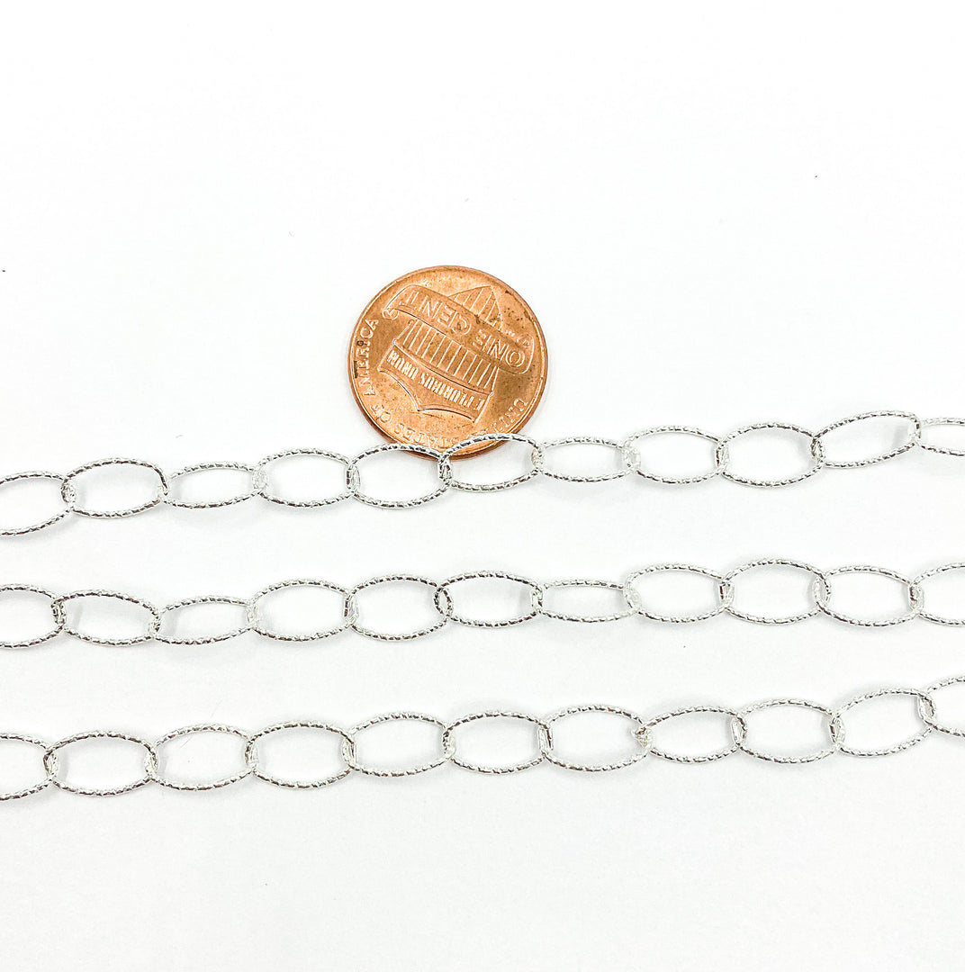 Y72ASS. 925 Sterling Silver Diamond Cut Oval Link Chain.