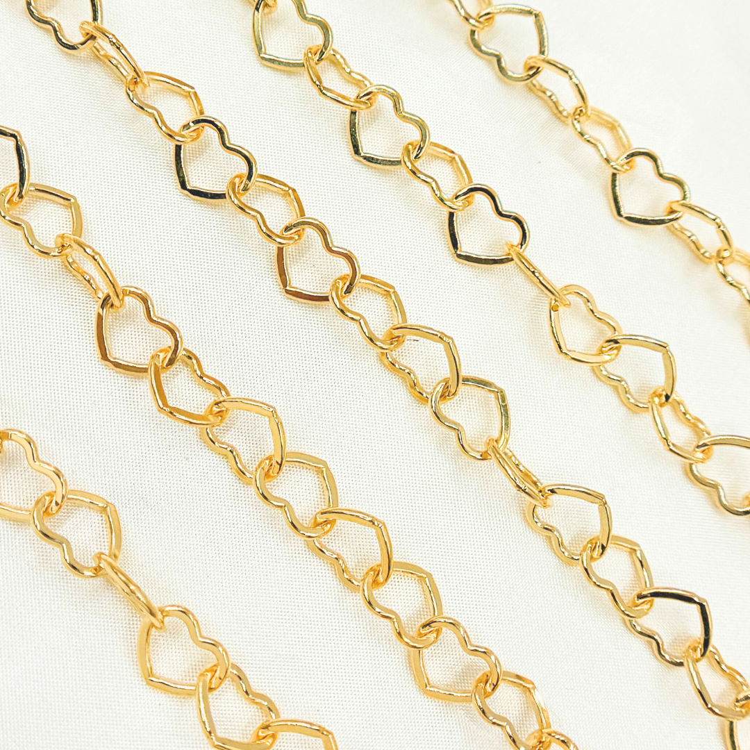 14k Gold Filled Flat Heart Link Chain. 1408FGF