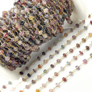 Multi Spinel Gold Plated Wire Chain