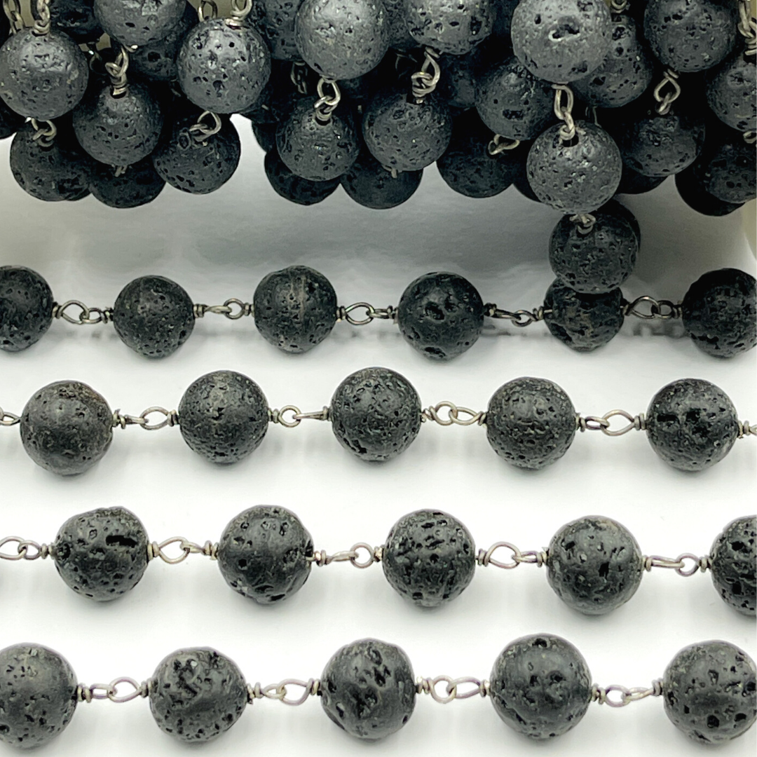 Lava Gemstone Round Shape Wire Chain.