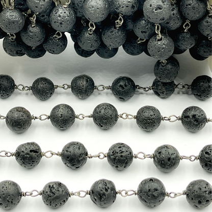 Lava Gemstone Round Shape Wire Chain.